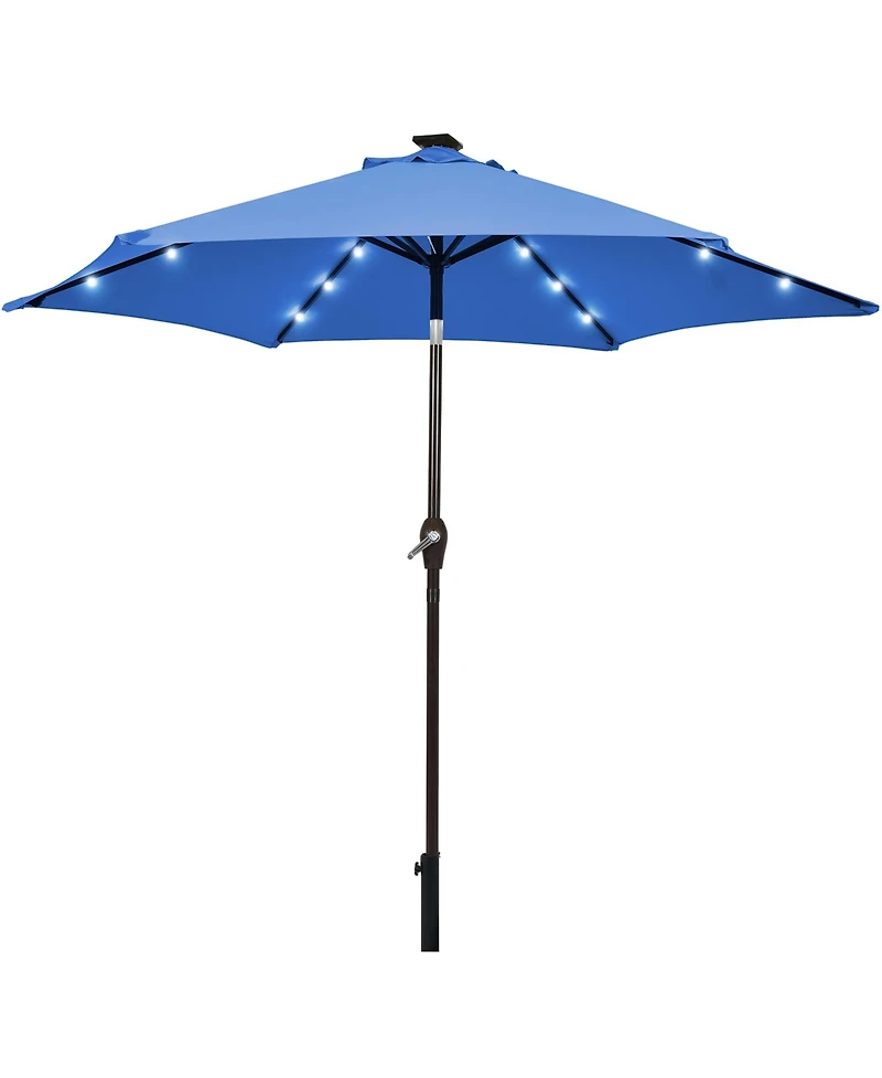 Gymax ft Patio Table Market Umbrella Yard Outdoor w/ Solar Led Lights