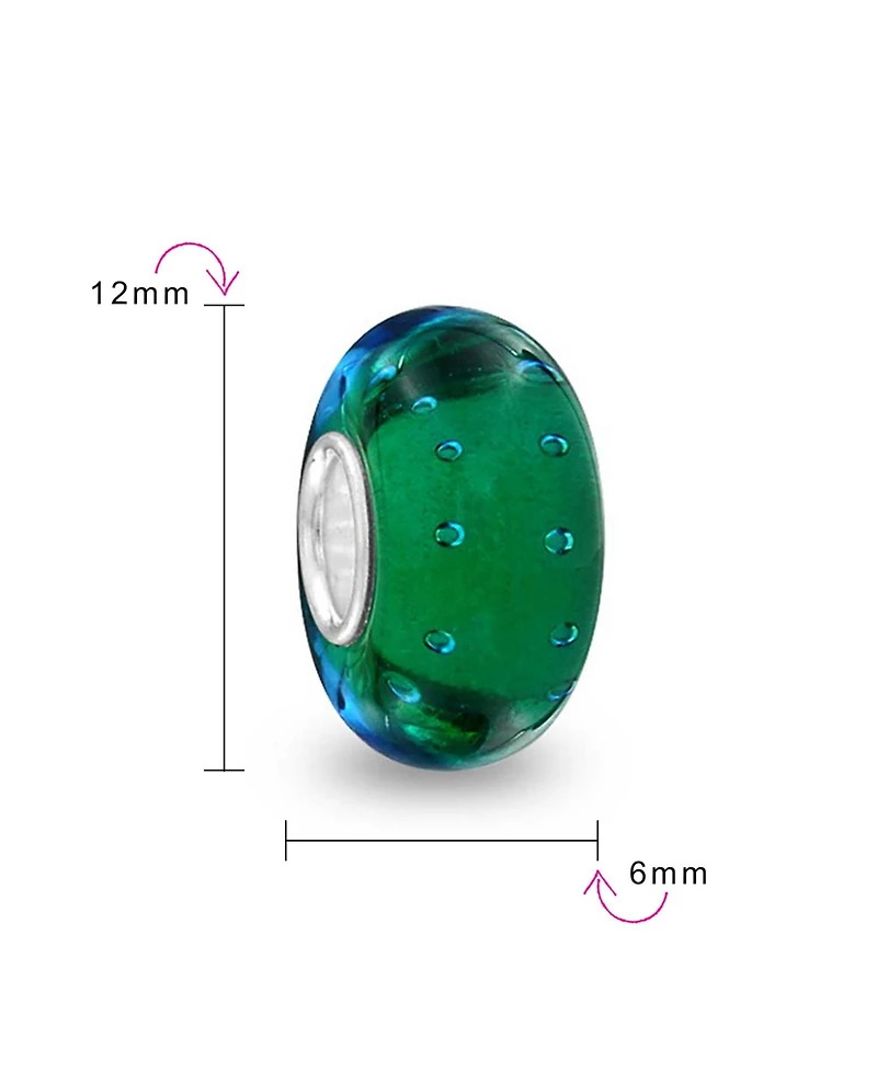 Bling Jewelry Murano Glass Charm Bead Sterling Silver Core Green Pink Blue Aqua Red Ocean Spacer