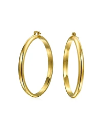 Bling Jewelry Simple Statement Hoop Huggie Earrings 18K Gold Plated 2.5 Inch Diameter