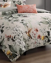 Bebejan Vintage Bloom Bedding 100% Cotton Sateen 5 Piece Queen Size Reversible Comforter Set
