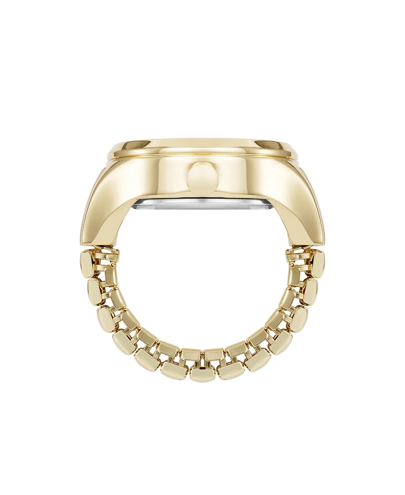 Nine West Women's Quartz Gold-Tone Metal Alloy Crystal Accented Dial Ring Watch, 23mm