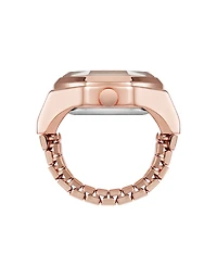 Nine West Women's Quartz Octagonal Ombre Glitter Rose Gold-Tone Metal Alloy Ring Watch, 23mm