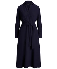 Lauren Ralph Women's Self-Belt Long-Sleeve Surplice Georgette Midi Dress