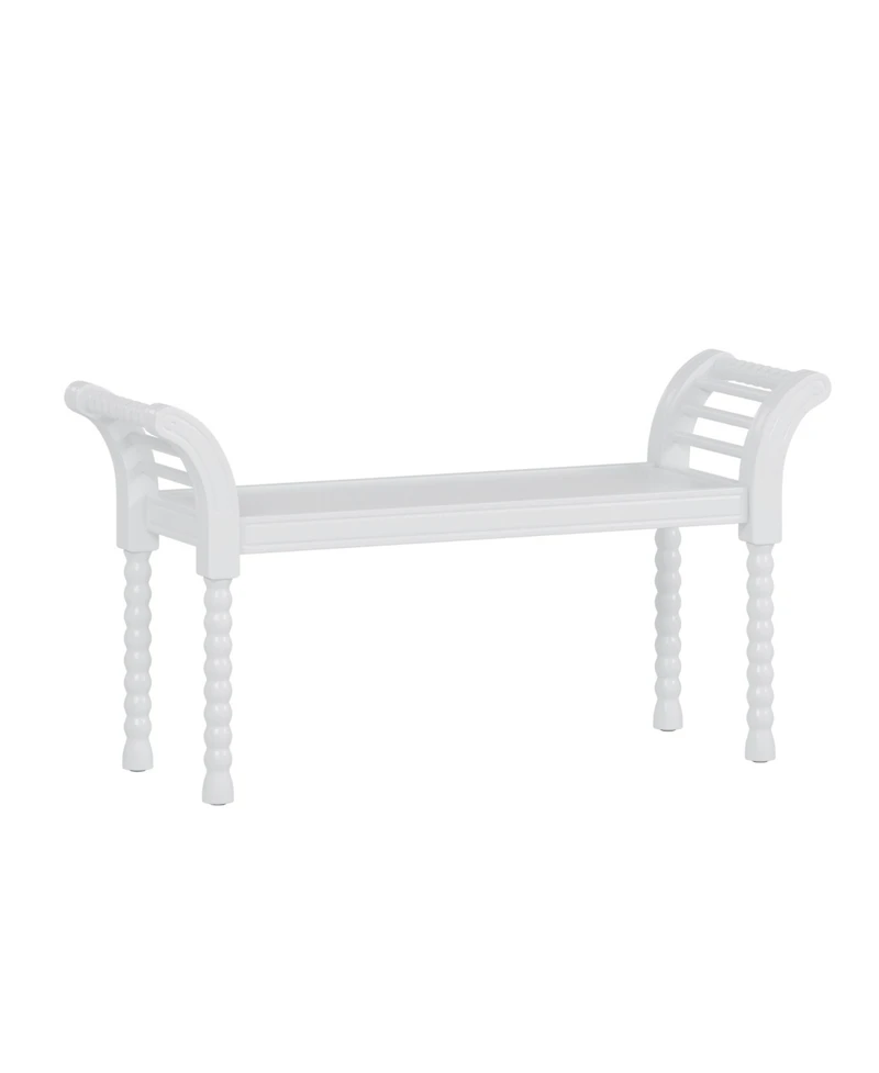 Streamdale Elegant Retro Style Bench with Turned Legs, Bed End Bench for Bedroom or Living Room Decor, White