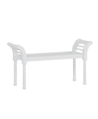 Streamdale Elegant Retro Style Bench with Turned Legs, Bed End Bench for Bedroom or Living Room Decor, White
