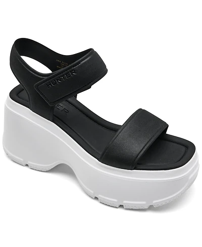 Hunter Women's Abel Square Toe Wedge Casual Sandals from Finish Line