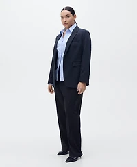 Mango Women's Straight-Fit Pleated Trousers Pants