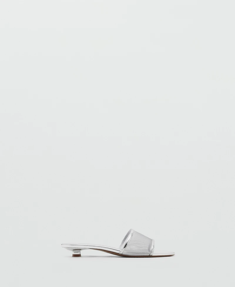 Mango Women's Mesh Strap Kitten Sandals