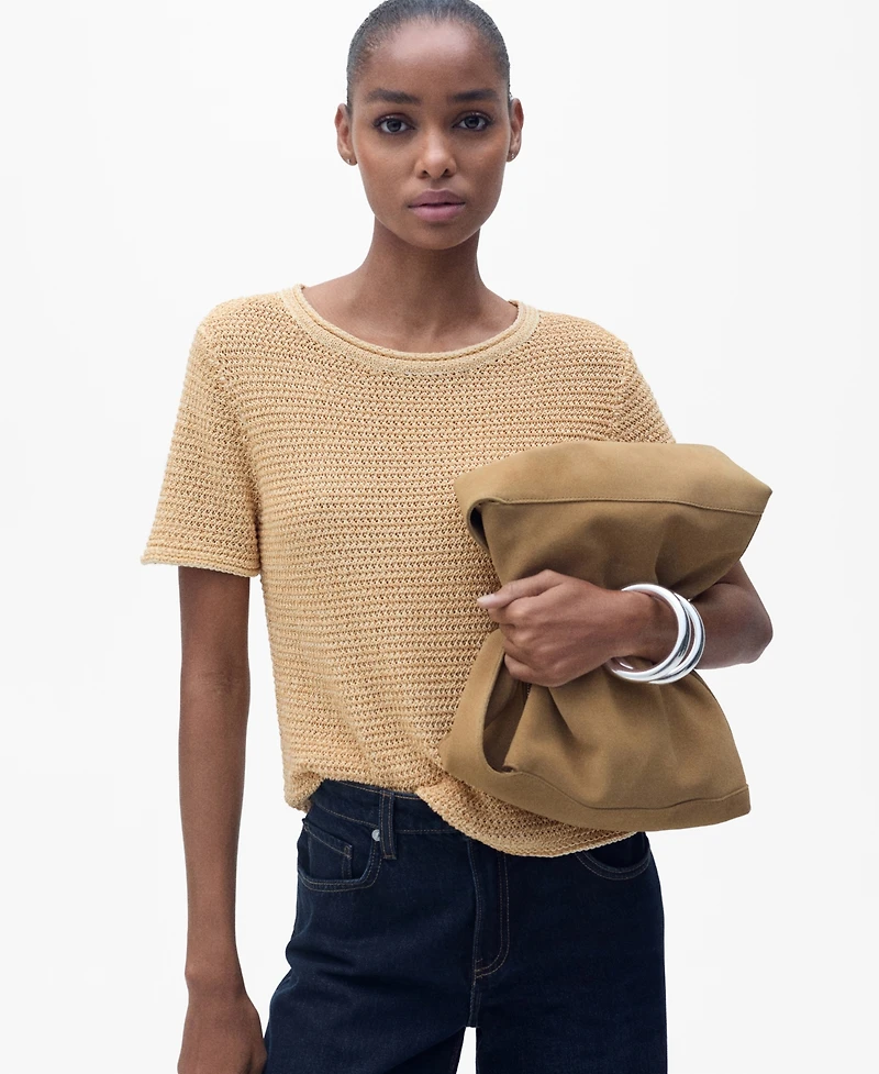 Mango Women's Short Sleeve Thick Knit Sweater