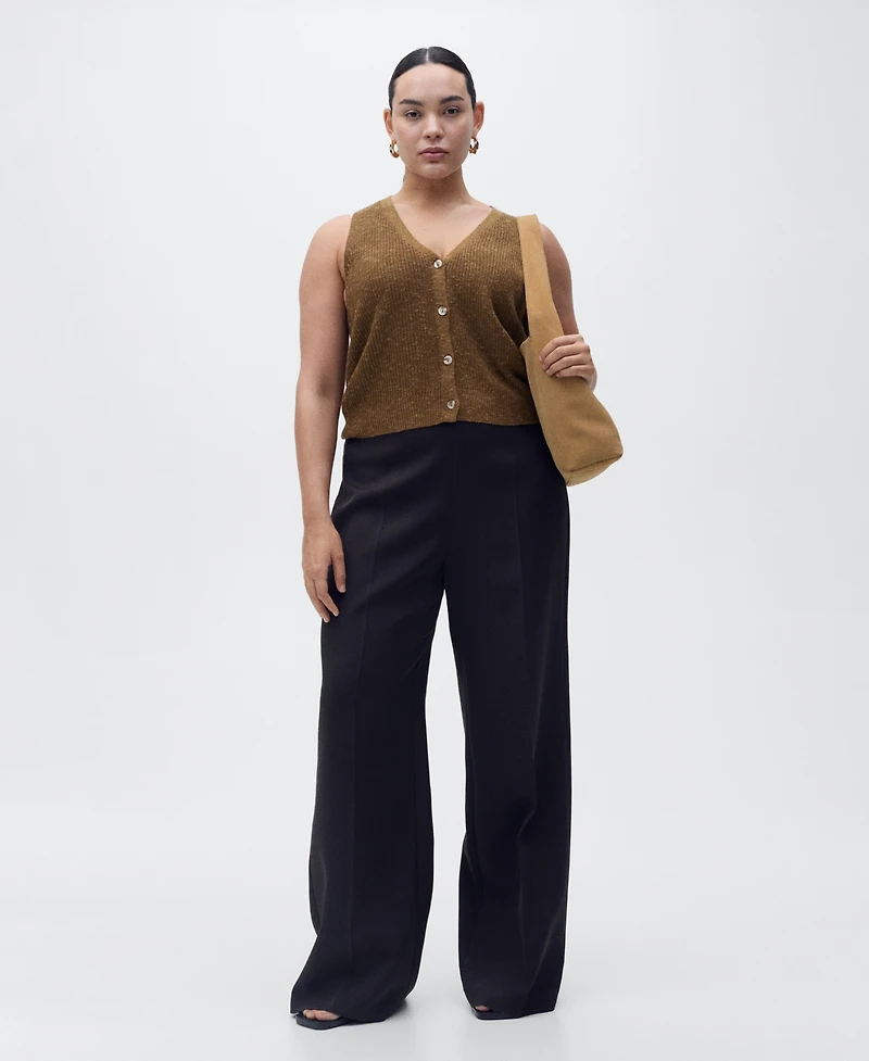 Mango Women's Buttoned Chunky Knit Sweater Vest