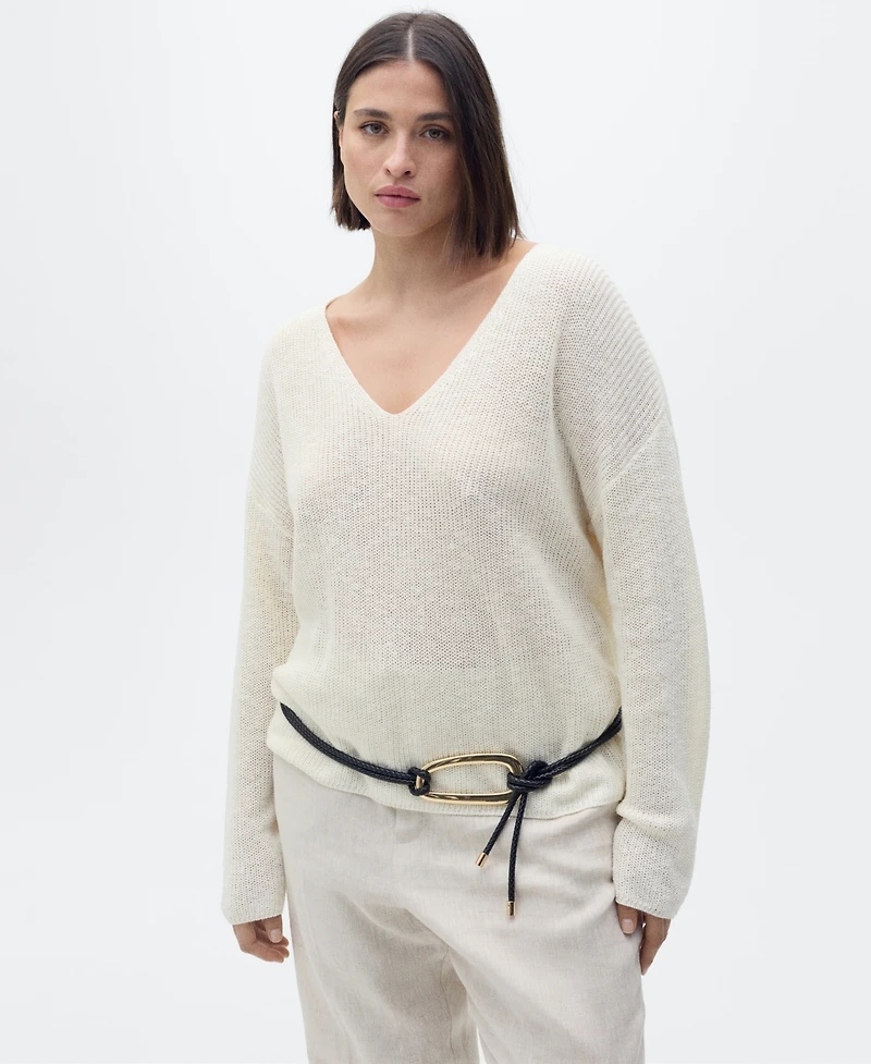 Mango Women's V-Neck Knit Sweater