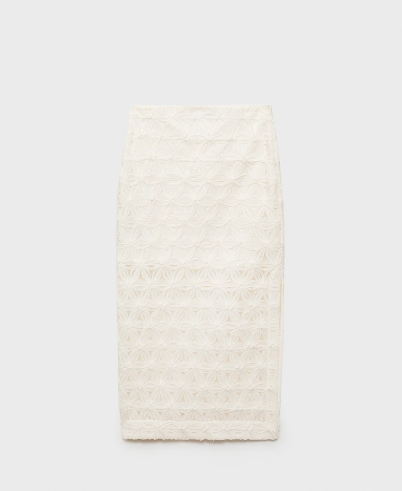 Mango Women's Openwork Textured Floral Skirt