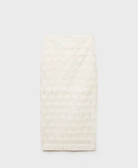 Mango Women's Openwork Textured Floral Skirt