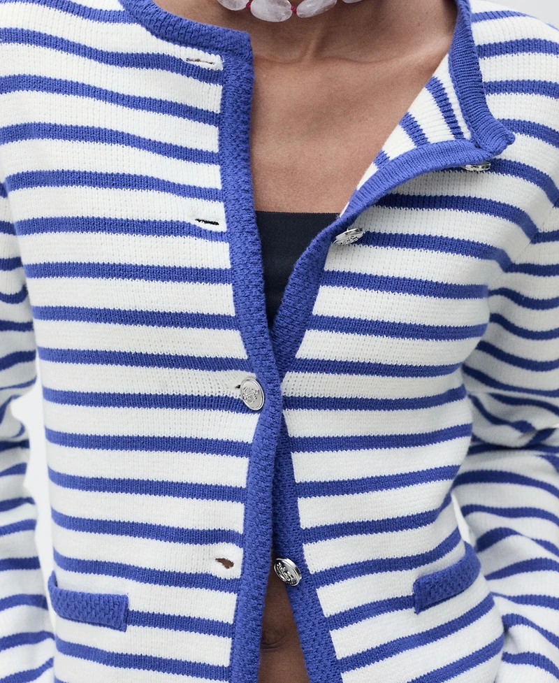 Mango Women's Stripped Knit Cardigan Sweater
