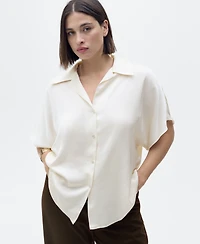 Mango Women's Short-Sleeved Satin Shirt
