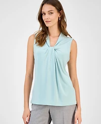 Kasper Women's Twisted V-Neck Sleeveless Top