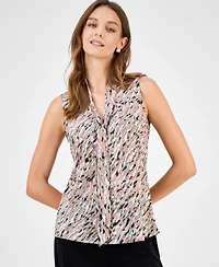 Kasper Women's Printed Tie-Neck Sleeveless Top, Regular & Petite