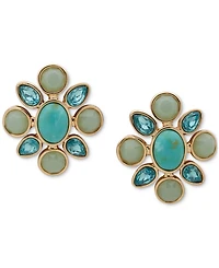 Anne Klein Gold-Tone Mixed Stone Cluster Stud Earrings