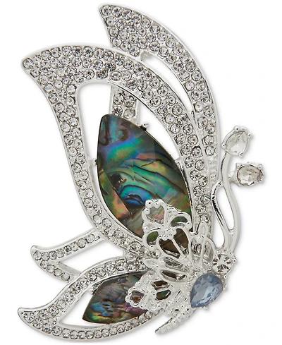 Anne Klein Silver-Tone Mixed Stone Butterfly Pin