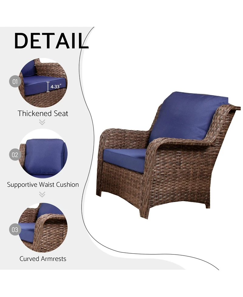 Streamdale 5-Piece Rattan Patio Conversation Set (Gray-Navy)