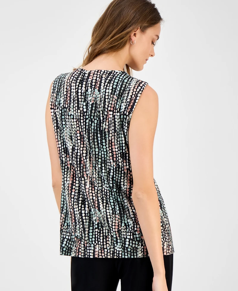 Kasper Women's Printed Keyhole Sleeveless Top, Regular & Petite