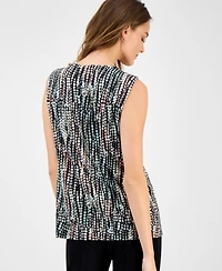 Kasper Women's Printed Keyhole Sleeveless Top, Regular & Petite