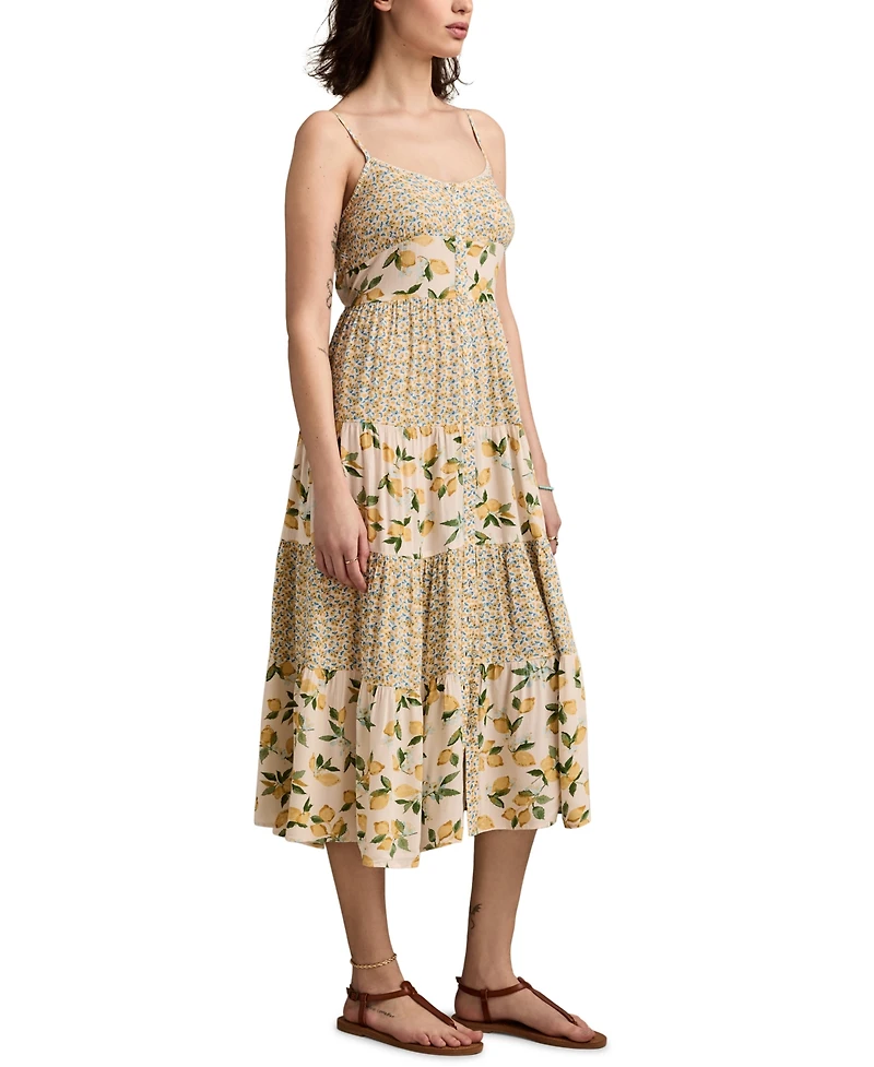 Lucky Brand Women's Mixed-Print Tiered Midi Dress