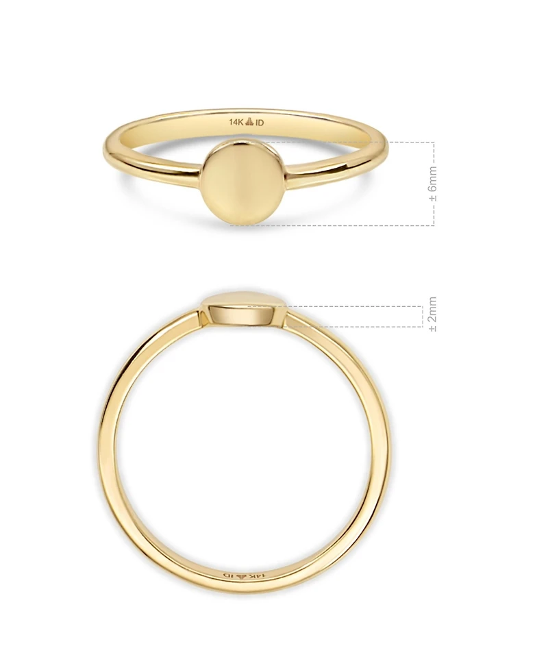 Devata Round Disc Ring in 14K Gold, Size 7, approx. 2.0 grams