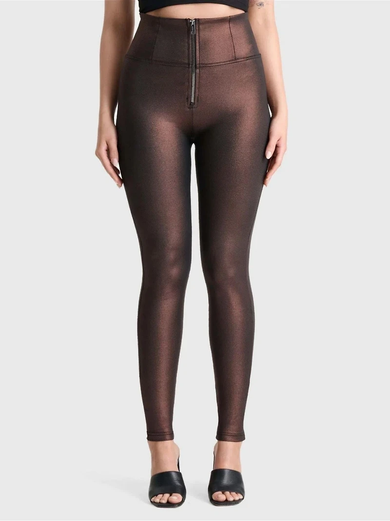 Freddy Women's Metallic High-Rise Sculpting Skinny Pants