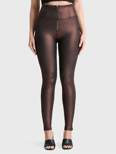 Freddy Women's Metallic High-Rise Sculpting Skinny Pants