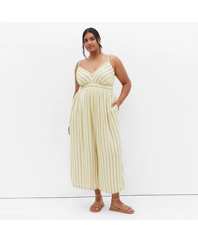City Chic Plus Lara Stripe Jumpsuit