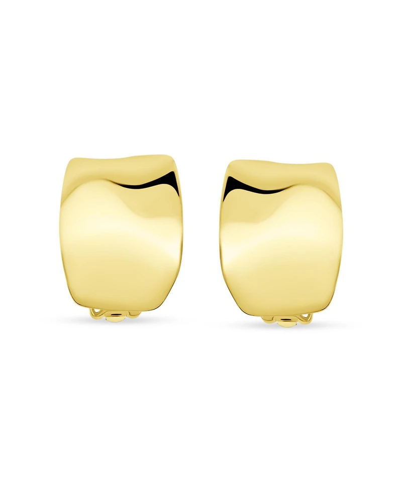 Bling Jewelry Set of 2 Geometric Dome Half Hoop Clip-On Earrings for Non-Pierced Gold Plated