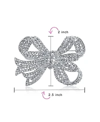 Bling Jewelry Set of 2 Victorian Style Crystal Filigree Ribbon Brooch Pin Rose Gold Plated