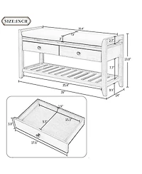 Entryway Storage Bench with Cushion Drawers and Shoe Rack for Organized Seating Footwear Small Spaces-The Pop Home