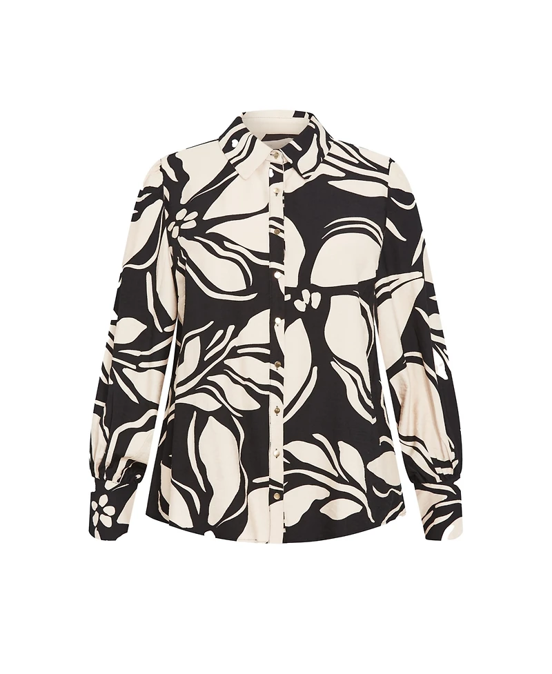 City Chic Plus Size Rosabella Print Shirt