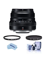 Fujifilm Xf 35mm f/2 R Wr Lens, Black, Bundle with Hoya Nxt Plus 43mm Cpl Filter, 43mm Uv Lens Filter, Cleaning Kit, Microfiber Cloth