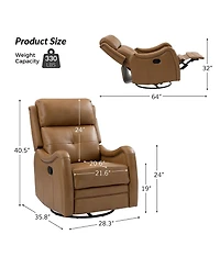 Susana Genuine Leather Swivel Rocker Recliner