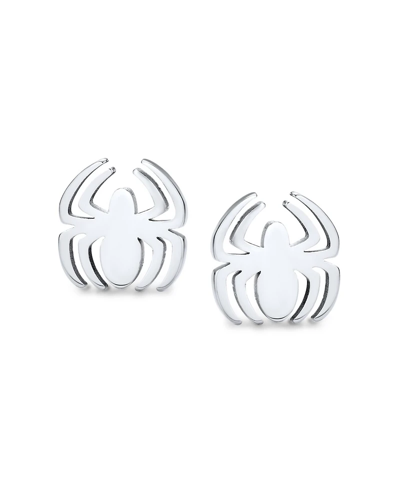 Bling Jewelry Set of 2 Black Widow Spider Ear Plug Illusion Stud Earrings Surgical Steel 16G