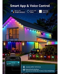 Lepro E1 Ai Permanent Outdoor Lights App Control, 50ft Smart Rgb+Ic Christmas House Lights with 30 Warm/Cool White Led Pucks, Alexa Google Enabled, Ai