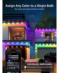 Lepro E1 Ai Permanent Outdoor Lights App Control, 150ft Smart Rgb+Ic Christmas House Lights with 90 Warm/Cool White Led Pucks, Alexa Google Enabled, A