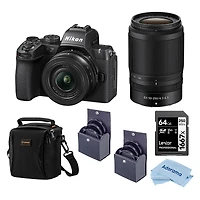Nikon Z50II Mirrorless Camera with Nikkor Z Dx 16-50mm f/3.5-6.3 Vr & Z Dx 50-250mm f/4.5-6.3 Vr Lenses, Bundle with 64GB Memory Card, 46mm and 62mm F