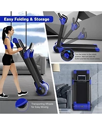 2.25 Hp Electric Motorized Folding Running Treadmill Machine with Led Display-Navy