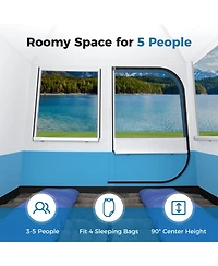 5 Person Camping Tent with Mesh Windows and Carrying Bag for Camping Hiking Traveling-White