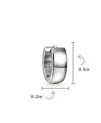 Bling Jewelry Set of 2 Simple Basic Polished Huggie Hoop Earrings Silver Gold Plated Steel
