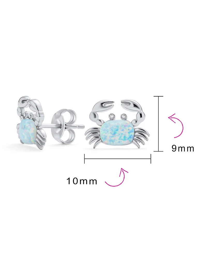 Bling Jewelry Set of 2 Small Created Blue White Opal Crab Stud Earrings Sterling Silver