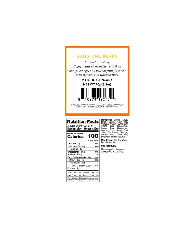 Sugarfina Sunshine Bears Small Cube Kit, 3 Pieces