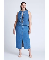 Eloquii Plus Tie Front Denim Vest