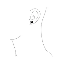 Bling Jewelry Set of 2 Black Square Princess Cut Cz Stud Earrings Gold Sterling Silver