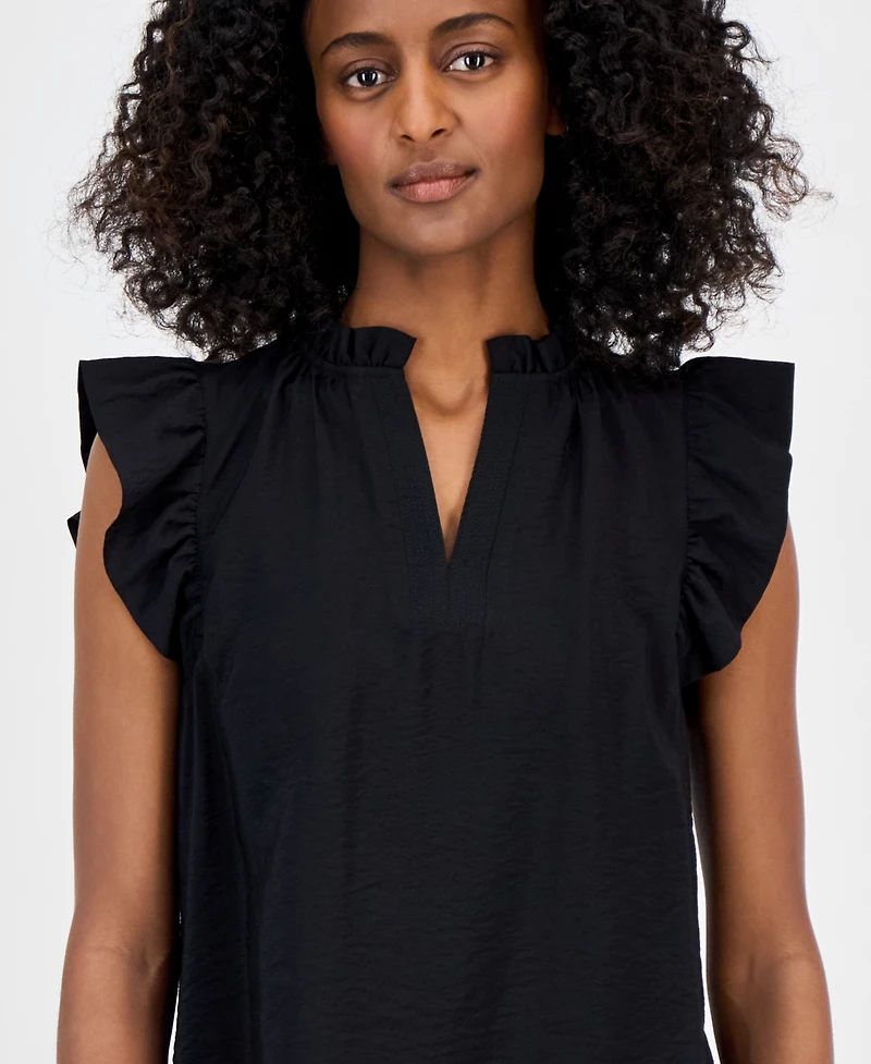 Anne Klein Women's Sleeveless Textured Ruffle Blouse