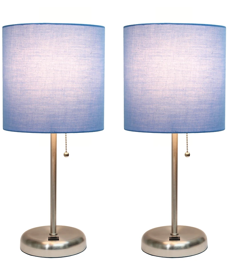 Creekwood Home 19.5" Metal Oslo Contemporary Bedside Duo Table Lamp Set